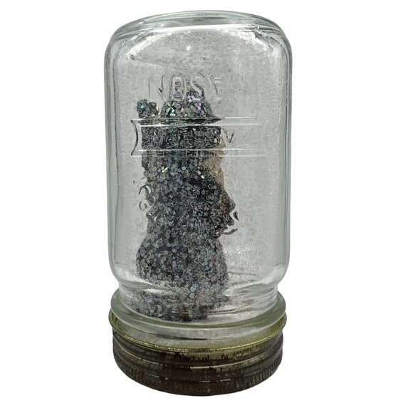 Handcrafted Christmas in a Jar 4.5 x 2.5 Vintage Santa Father Christmas in Snow - Picture 3 of 6